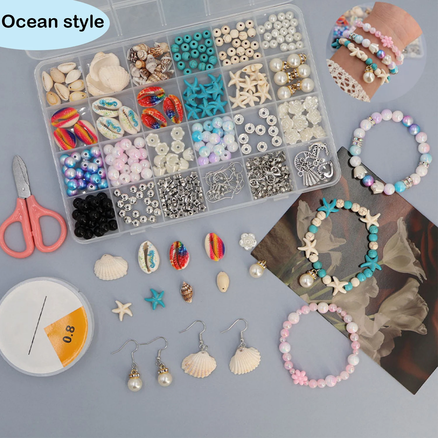 Resin Jewelry Kit - Ocean-themed resin beading set, polymer clay