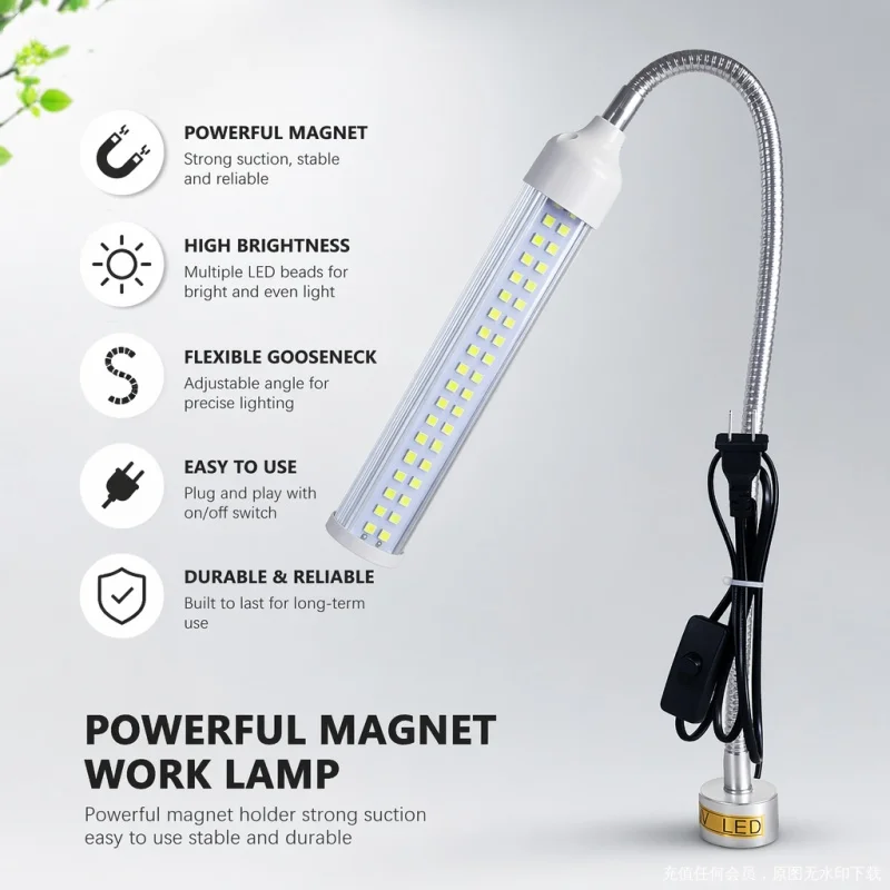 Magnetic LED Work Light High Brightness Bendable Waterproof Explosion Oil Proof CNC Machine Worktable Aluminum Clamp Lamp
