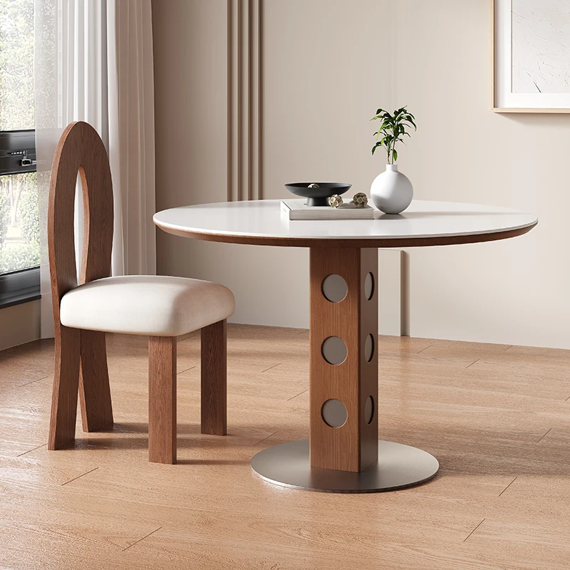 

Vintage Classic Table Design Unique Elegant Premium Dining Table Minimalist Modern Tavolo Rotondo Pranzo Dining Room Furniture