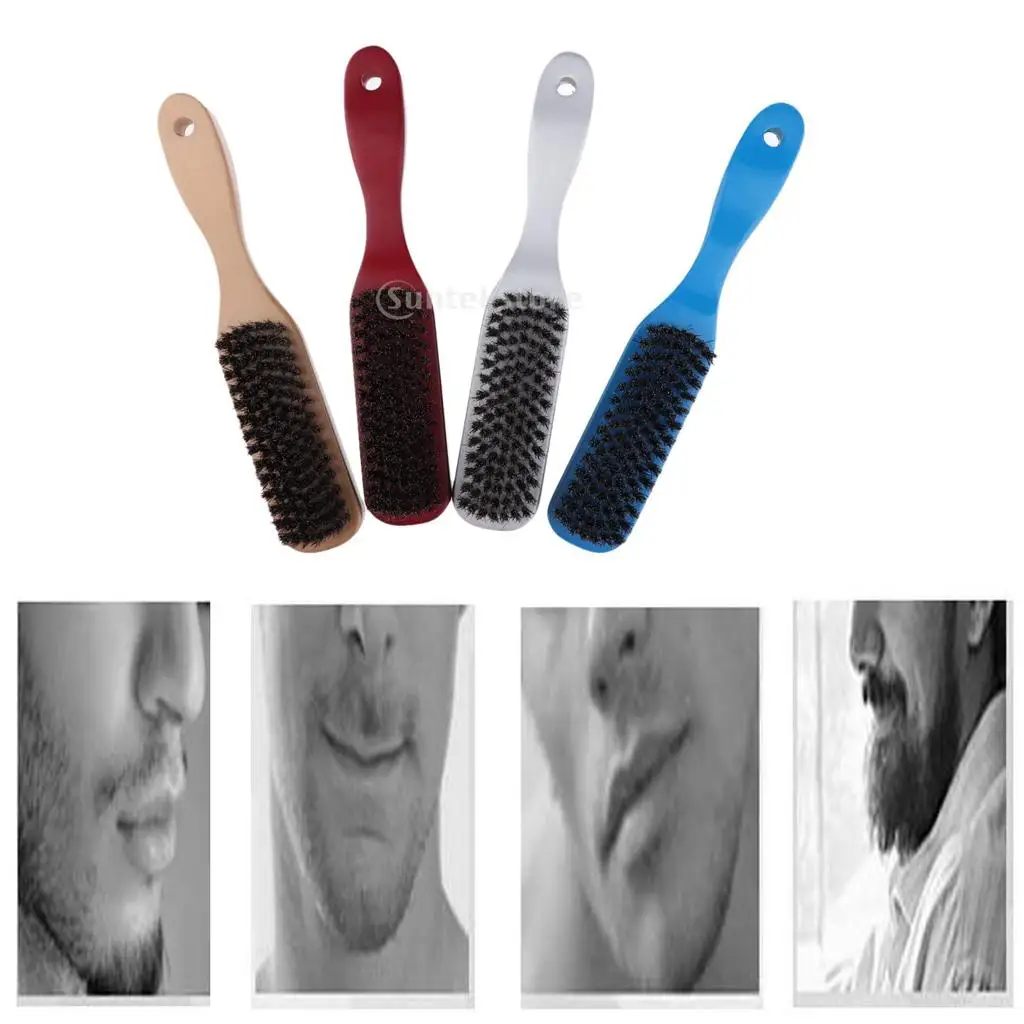 Escova de barbear masculina para barba, ferramentas de barbeiro de madeira