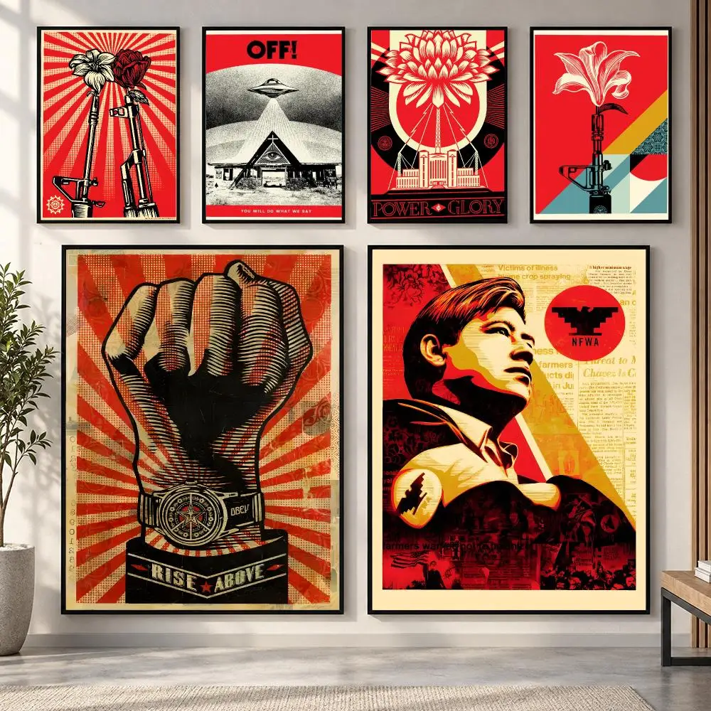 Abstract Shepard Fairey Poster HD art sticky wall waterproof home living room bedroom bar aesthetic decoration