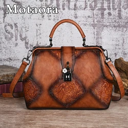 MOTAORA Vintage Women's Bag Handmade Embossed Women Shoulder & Crossbody Bags Female Leather Designer Luxury Handbags 2024 New