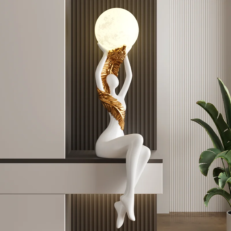 Figurine Sculpture Abstract Figure Ambient Night Light Statue Entrance Living Room TV Cabinet Bedroom Home Decor Art Gift