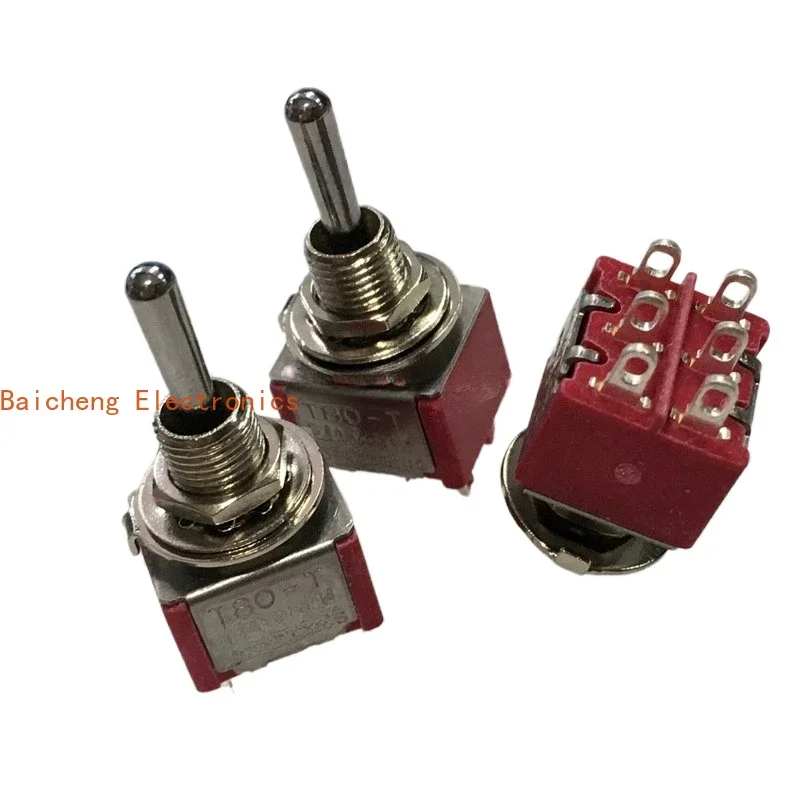 10PCS 6mm T8011A toggle switch 6-pin 2-position single-sided reset rocker arm with silver contact