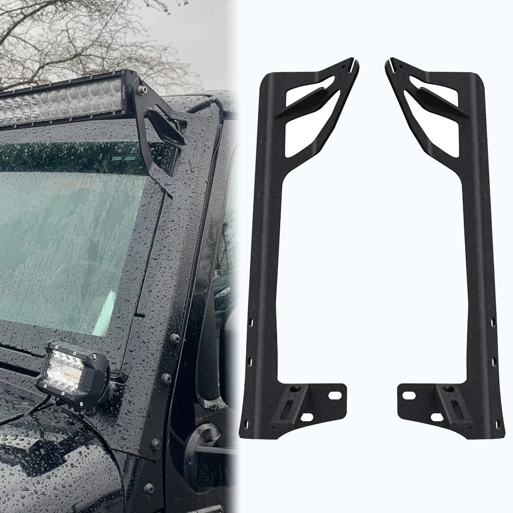 Upper Windshield Light Bar Mounting Brackets for 50 Inch LED Light Bar Compatible with Jeep Wrangler JK 2007-2018