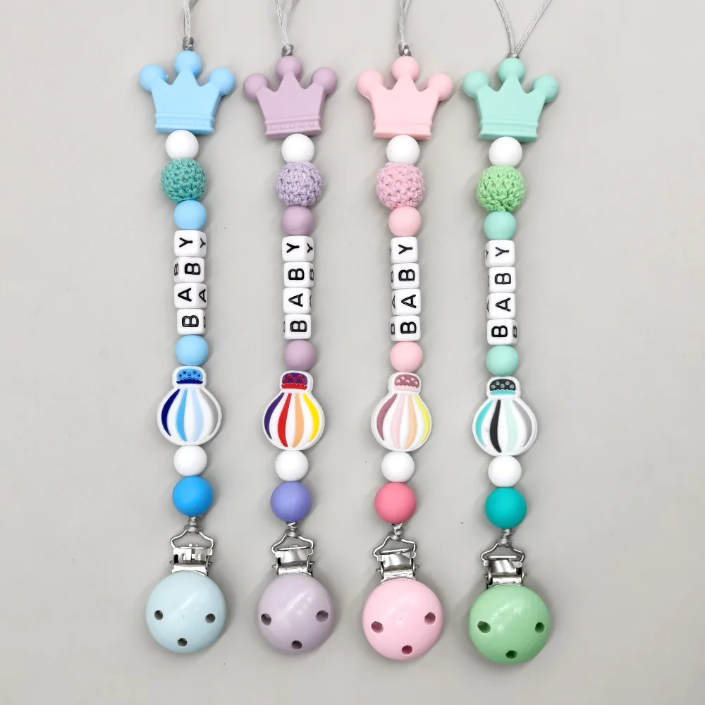 Handmade Silicone Baby Dummy Pacifier Clip Hot Air Balloon Safe Teething Chain Teether Pacifier Chain
