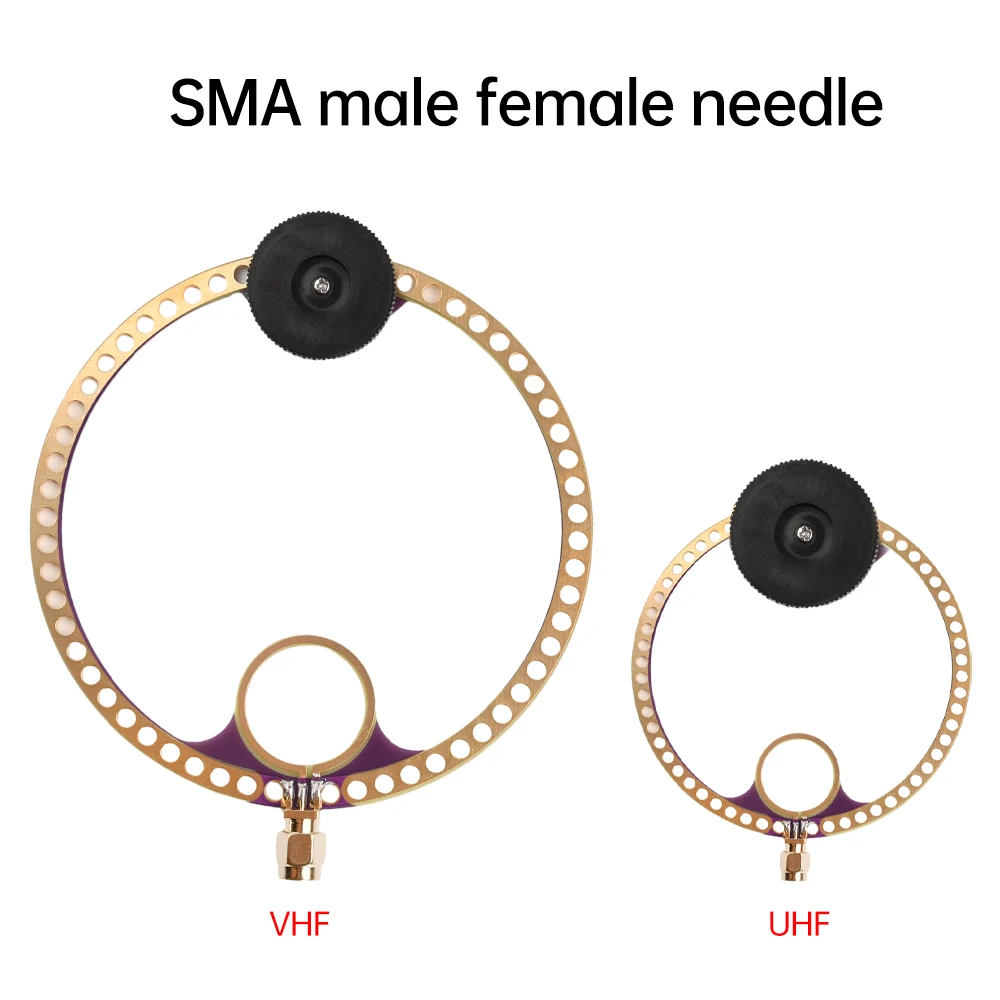 2PCS UV UHF Mini High Frequency Loop Antenna Module SMA Male Female Pin 400M-470MHz+VHF FM 80M-150MHz Small Loop Antenna Set