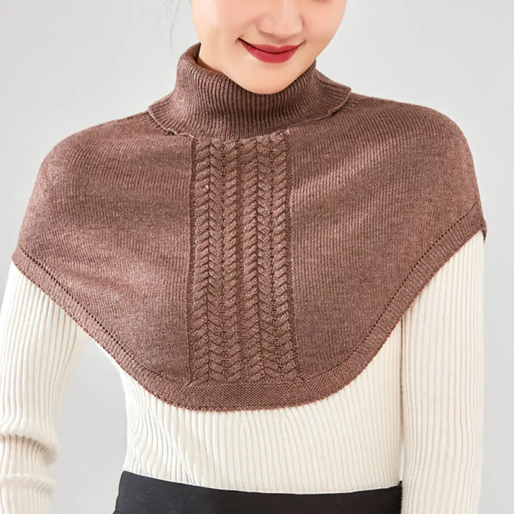 Ladies Cable Knitted Detachable Collar Shawl Soft Cashmere Blend Neck Warmer Winter Fashion Elegant Wrap Scarf For Women