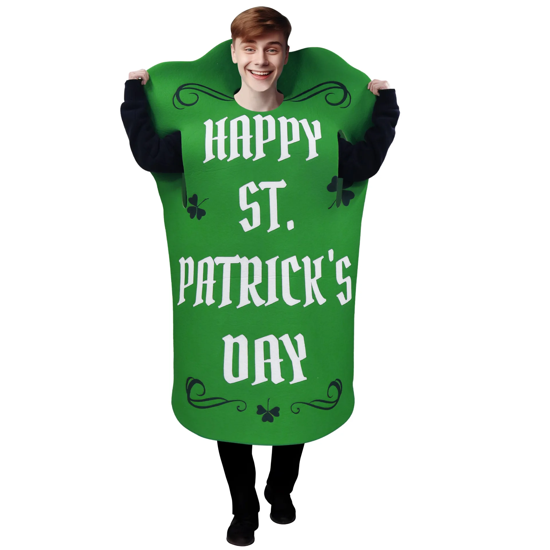 

Best-selling St Patrick's Day Costume Parade Outfit Beer Festival Print Green Hat Stage Performance Dress-up