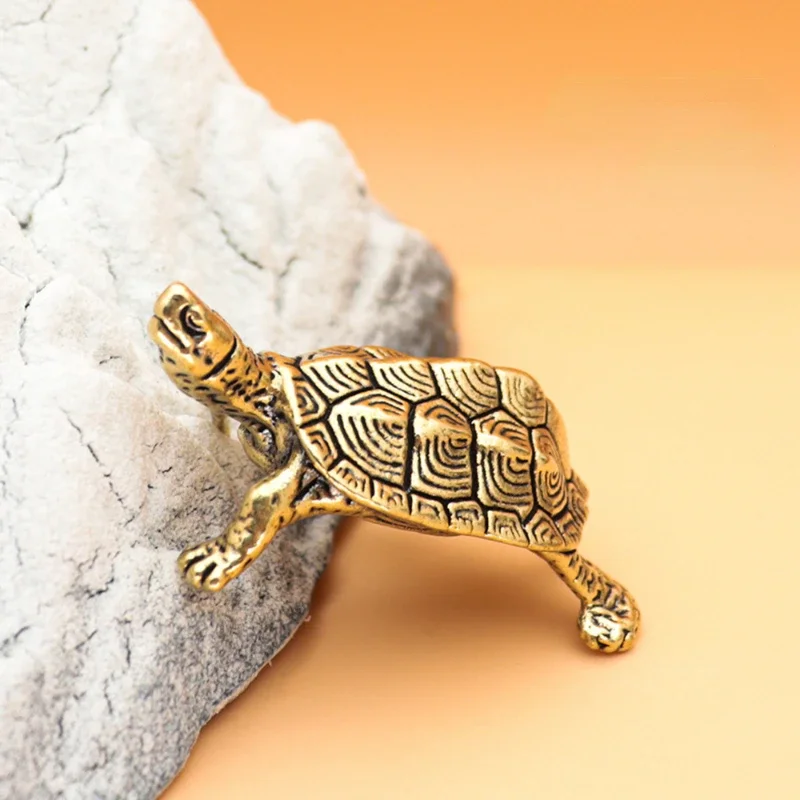 Lucky Small Money Turtle Retro Brass Tortoise Statue Desktop Ornaments Solid Copper Turtle Figurines Home Decoration