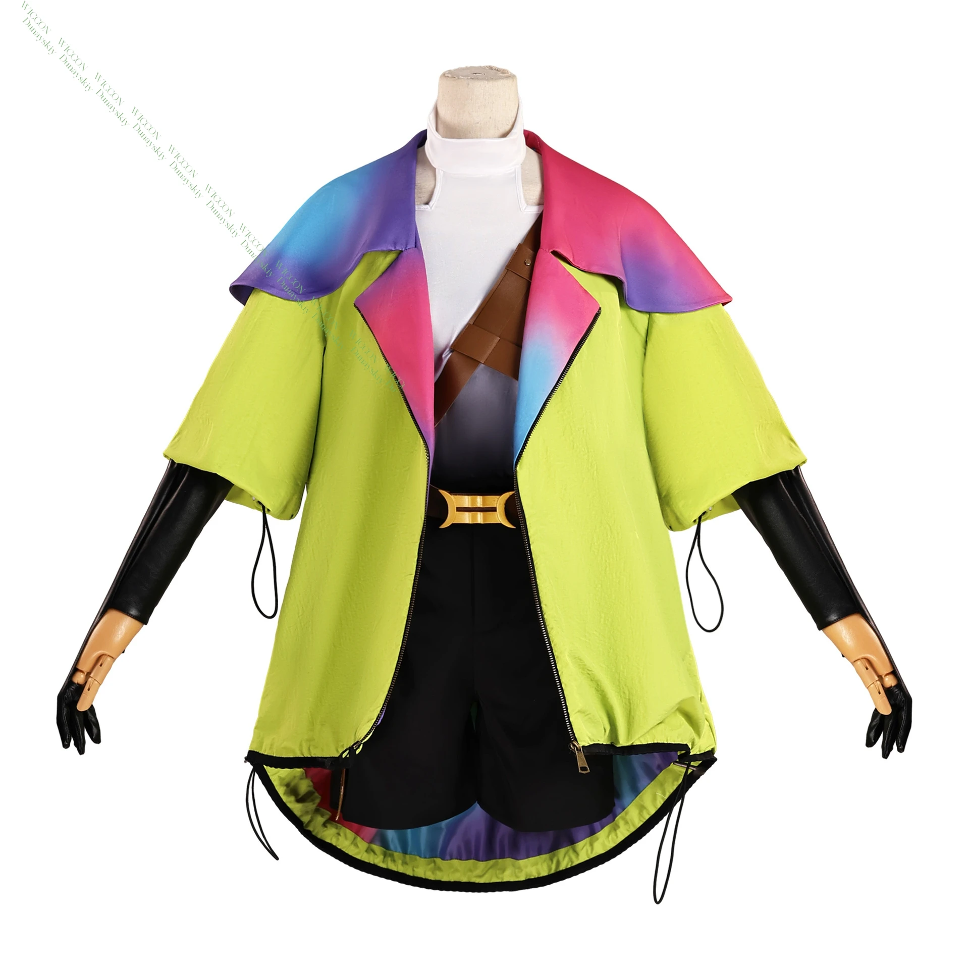 هالوين عيد الميلاد Gnosia يوري تأثيري مجموعة كاملة شعر مستعار الأخضر سترة السراويل النساء أنيمي لعبة لعب الأدوار المعرض زي جديد