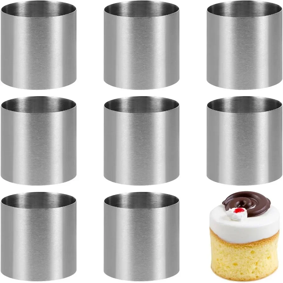 

​16-Piece Stainless Steel Cake Ring Set - 2-Inch Mini Round Molds for Mousse, Sushi, Rice Balls, Non-Stick Baking Molds & Desser