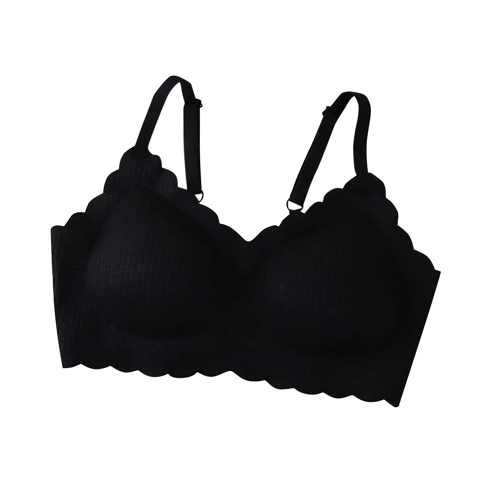 Women's Front Side Buckle Lace Edge Without Steel Ring Movement Seamless Gathering Adjustment Yoga Sleep Large Bra