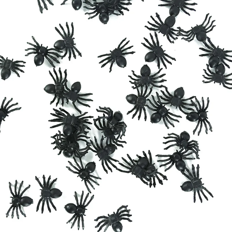 

50pcs Mini Simulation Black Fluorescent Spider Halloween Party DIY Accessories Haunted House Horror Prop Decoration