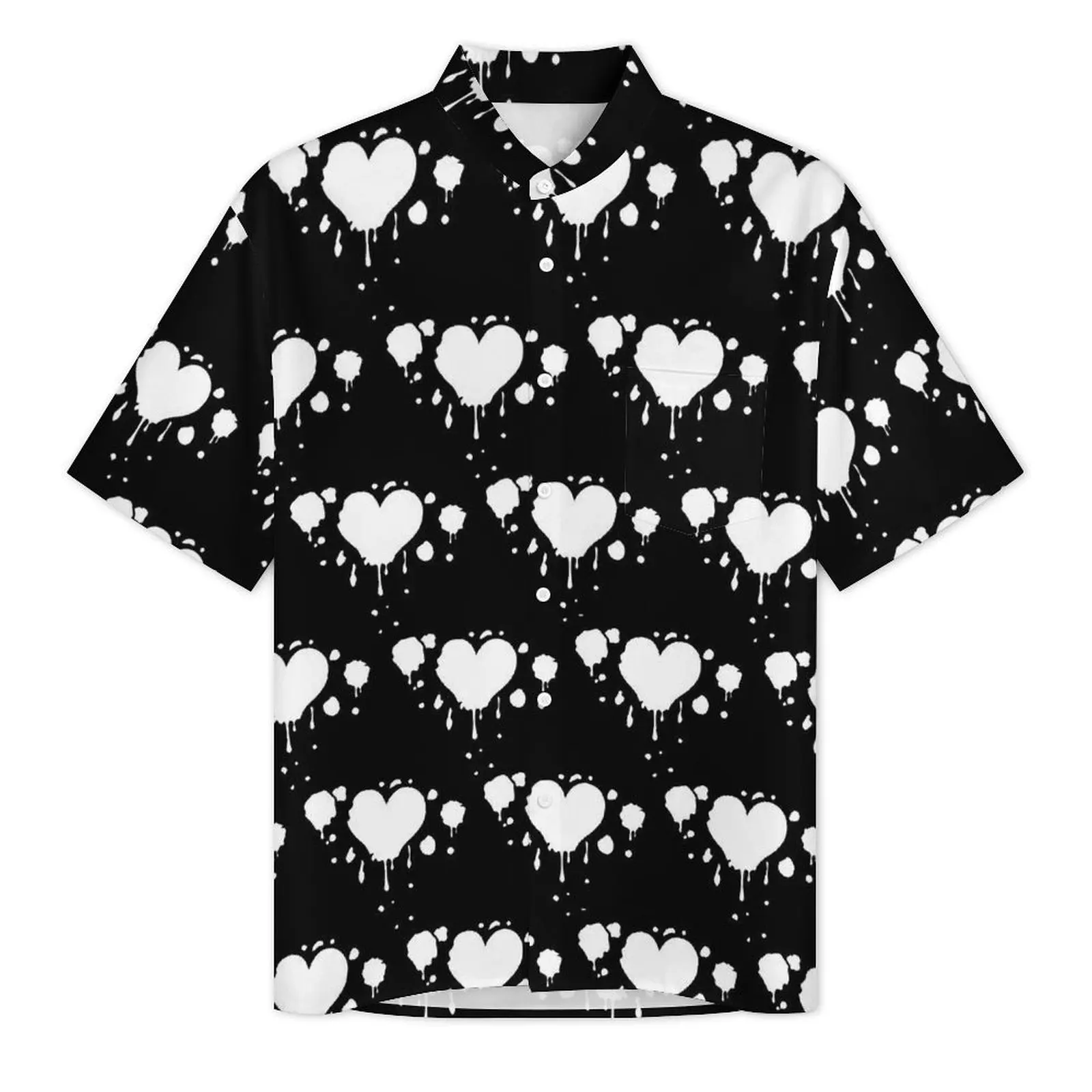 Queen of The Gothic Summer Shirt Men Vacation White Hearts Casual Shirts Short Sleeve Fashion Graphic Retro Plus Size Blouses