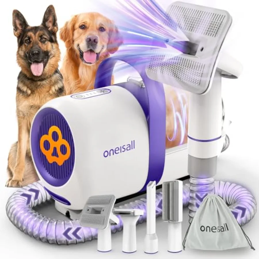 Kits de aspiración para el cuidado de perros: Cepillo quitapelos de 15000 Pa con herramientas de aseo, aspiradora silenciosa de 3 niveles de succión para mascotas con pelo grueso y en peluquín.