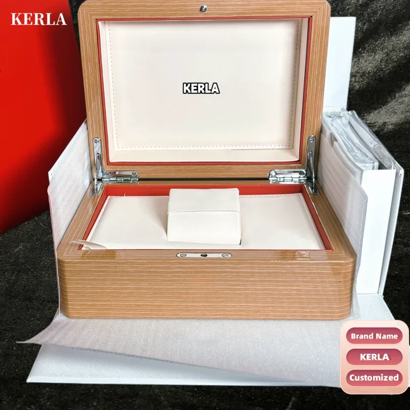 Customized Kerla Big Small Yellow Red Leather Wood Automatic Quartz Watch Box with Portable Storage Jewels High-end Holiday Gift