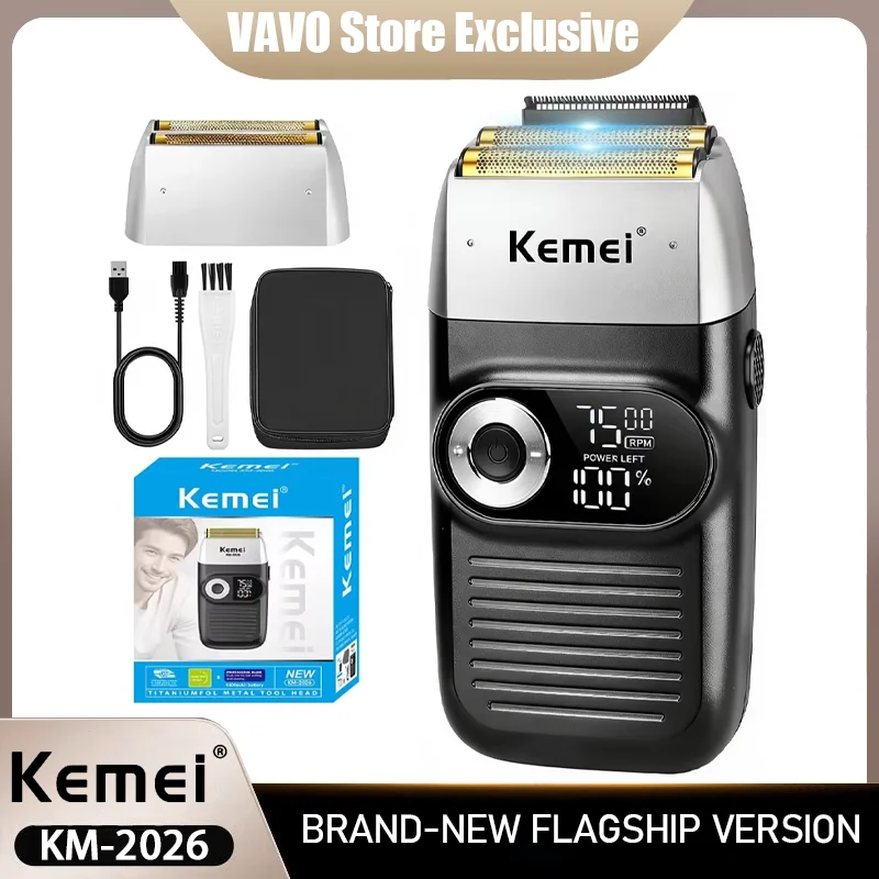Kemei KM-2026 Original Electric Shaver Rechargeable Powerful Floating Razor Balds Head Shaving Machine for Men