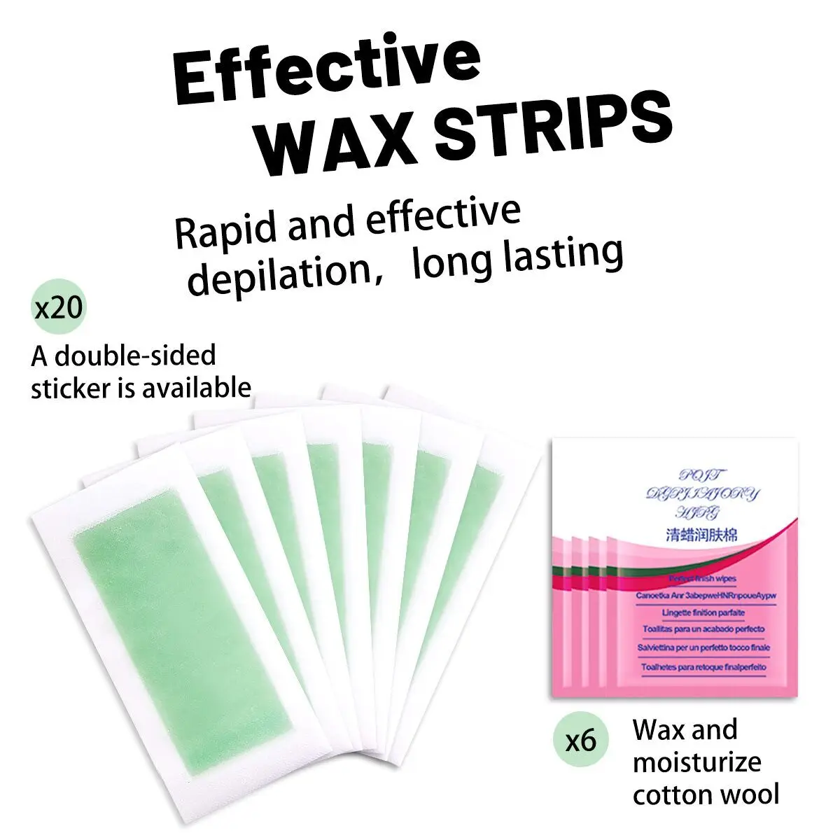 5 Stuks Snelle Effectieve Waxstrips Voor Haarverwijdering Dubbelzijdige Langdurige Ontharingsvrouwen Veilig Papier Voor Benen/Bikini/Arm/Nek