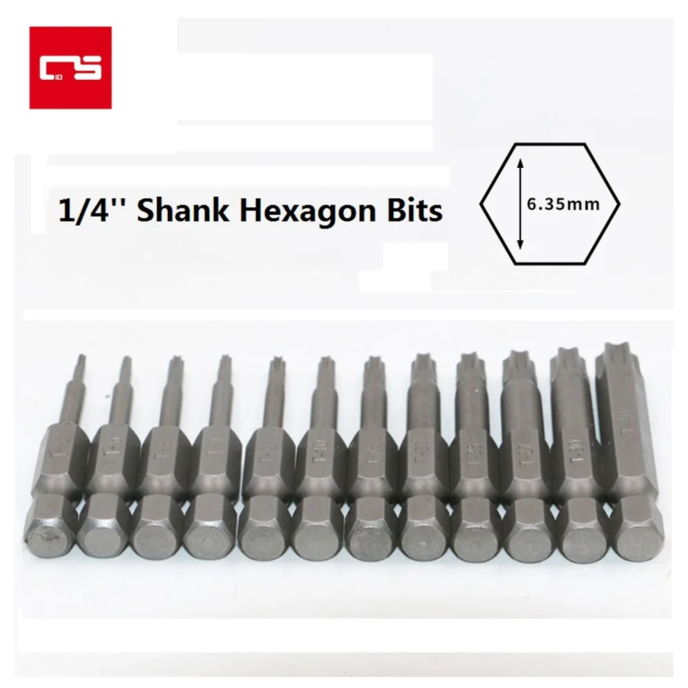 12pcs punte per cacciavite trapano Set S2 acciaio T5-40 testa esagonale 1/4 ''gambo cacciavite TORX magnetico per strumento di riparazione del computer portatile del telefono