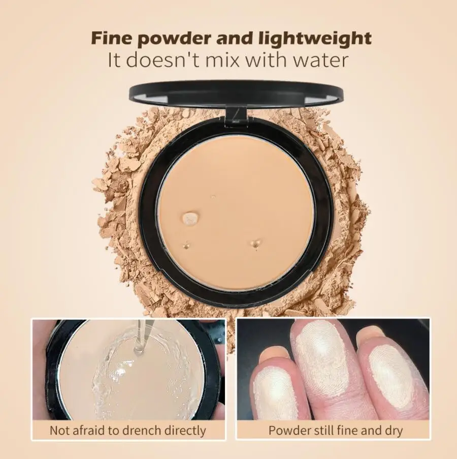 Print Logo Face Pressed Powder Concealer Full Coverage Long Lasting Oil Control Natural Setting Powder Wholesale Bulk 20pcs