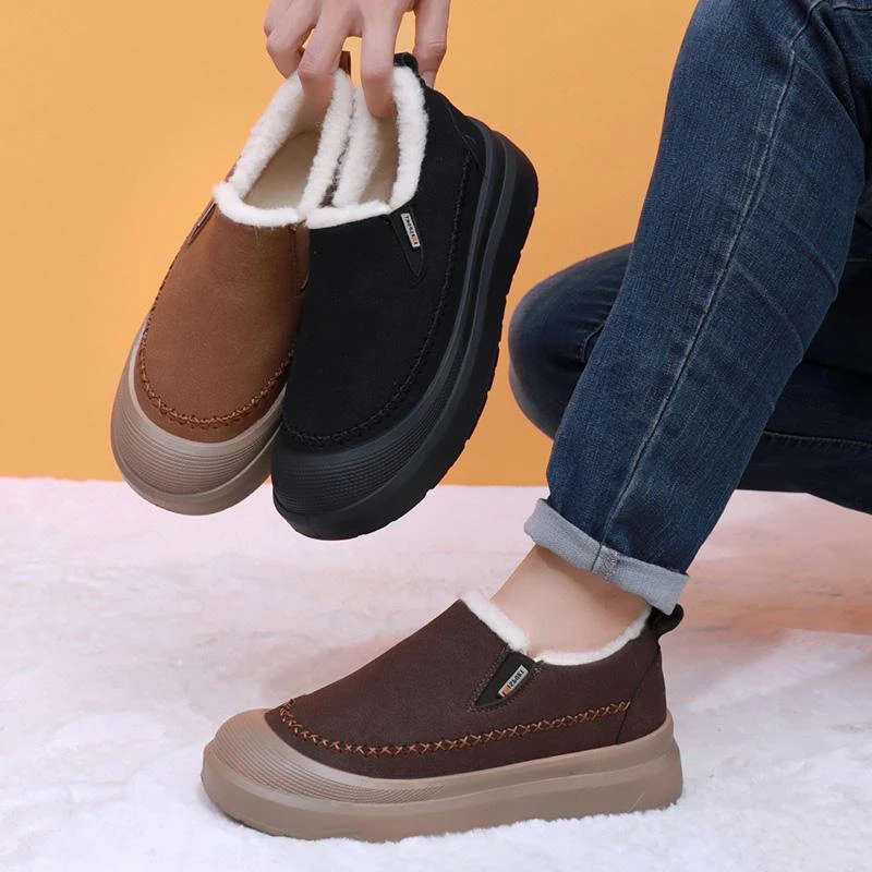 Women New Fleece Lined Platform Shoes Thick Sole Sneakers Retro Sports Casual Warm Cotton Shoes For Ladies Simplement Fashion