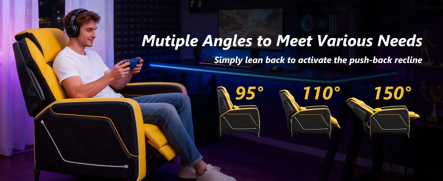 TCGBKAF LED Gaming Recliner Chair Ergonomic Video Game Reclining Chair with Footrest Lumbar Pillow & Side Pocket Home Theater Recliner Sofa Chair for Gaming Room Living Room Bed… image 13