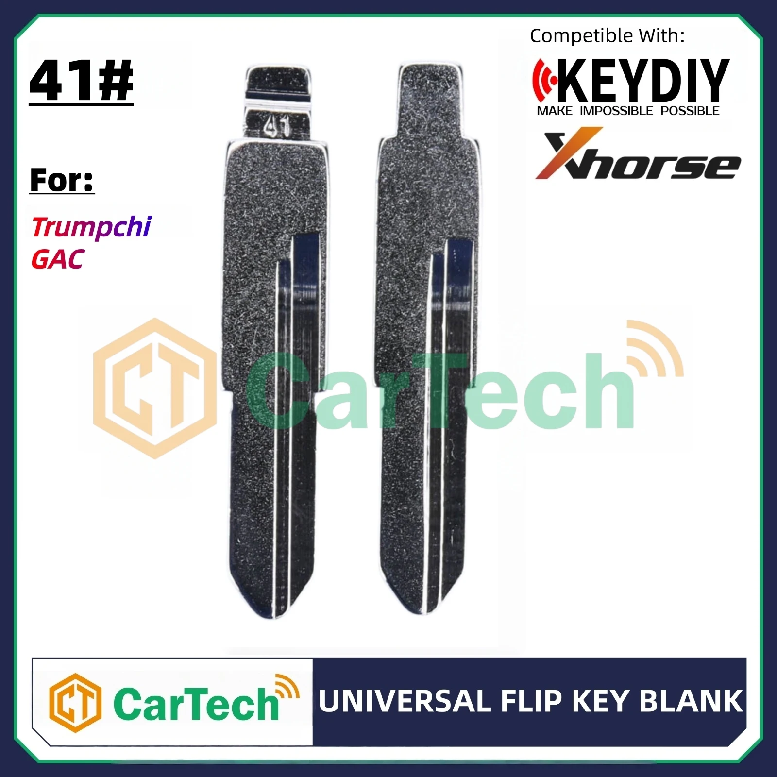 Cartech 41# Uncut Flip Blank Key Blade for KEYDIY KD XHORSE VVDI Universal Remote Fit Trumpchi GAC