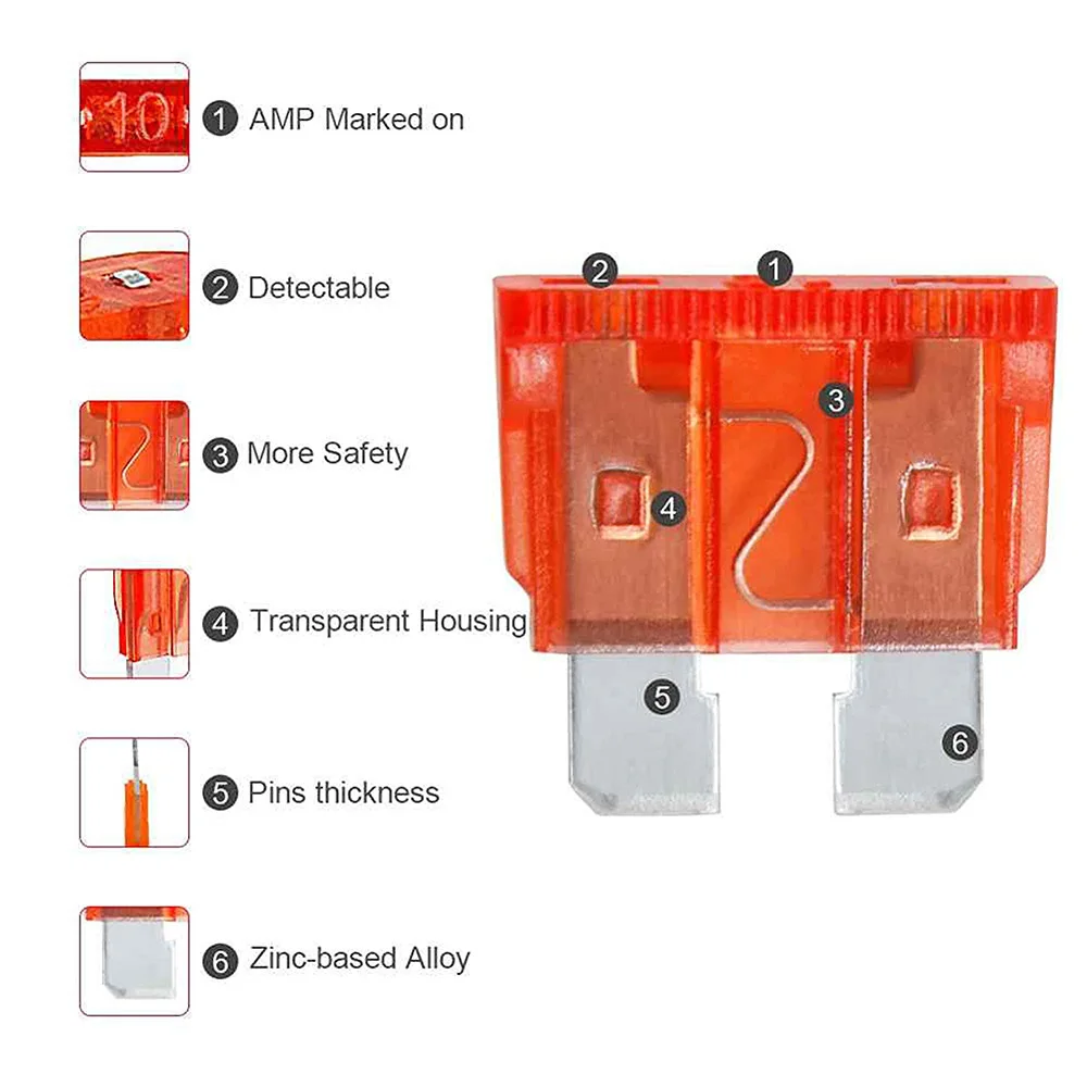 250pcs car blade fuse small and medium size with yellow clip aluminum blade insert type fuse