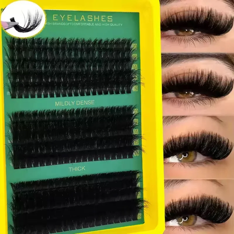 0.07mm DIY 5D Fluffy Lash Clusters 60D 80D 100D Thick Eyelash Clusters D Curl Wispy Individual Lashes 10-16mm Eyelash Extension
