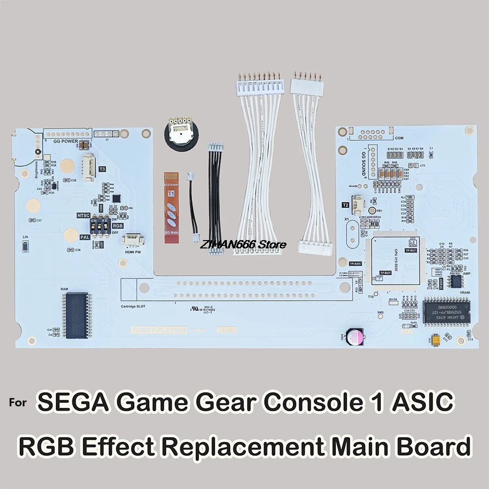 Para Sega Game Gear GG, nuevo efecto de iluminación RGB que reemplaza la placa base soldada SMT, placa base de un solo chip, retroiluminación de pantalla.