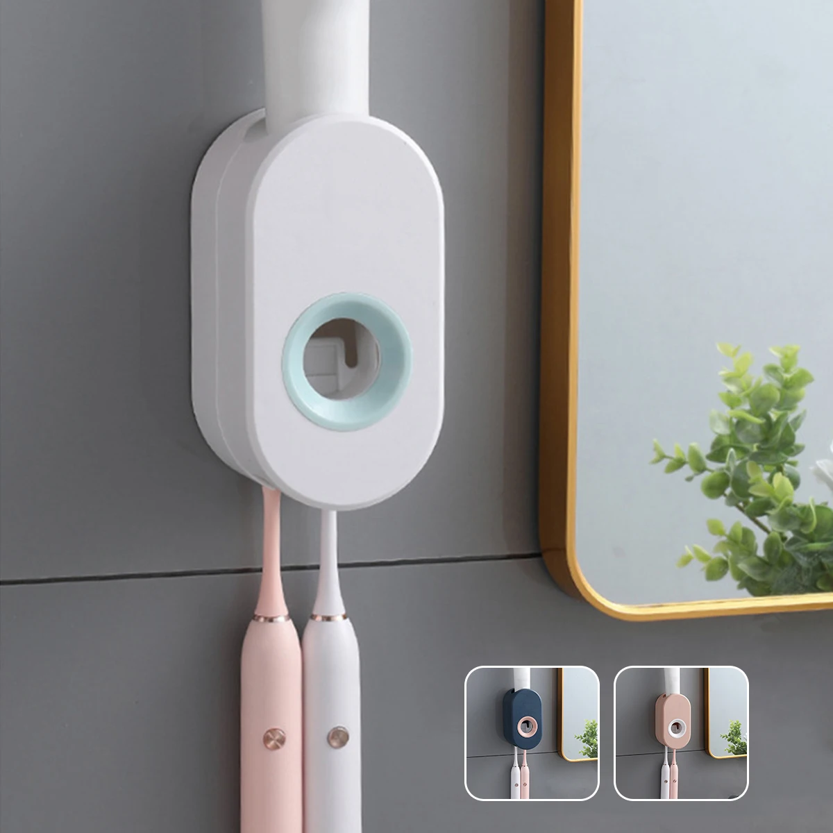 Automatic Toothpaste Dispenser Squeezers Toothpaste Dust-proof Toothbrush Holder Wall Mount Stand Toothbrush Organizers Bathroom