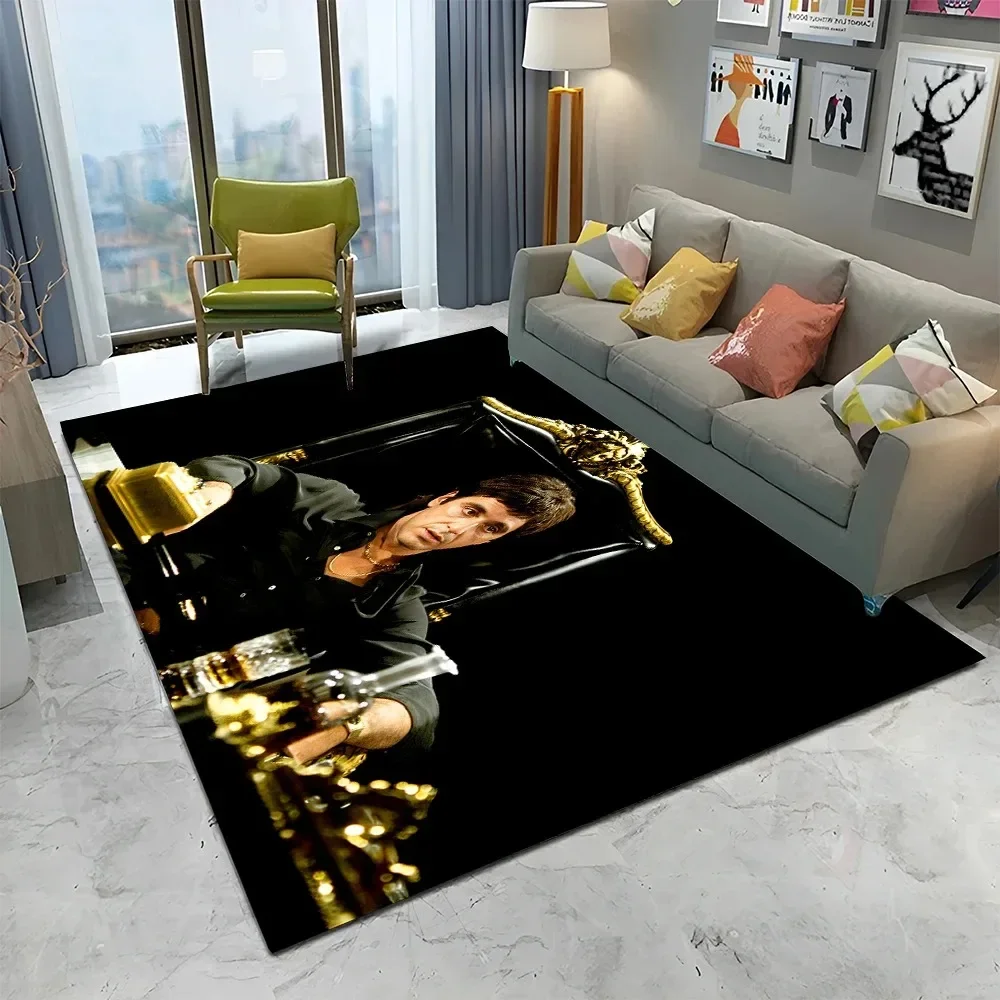 3D Movie Scarface Living Room Bedroom Sofa Doormat Home Decor Carpet Non Slip Parlour Floor Large Area Rug Wahsable Kitchen Mat