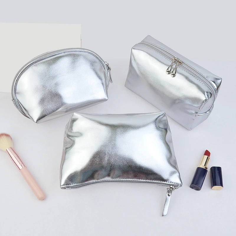 Soft PU Leather Mini Zipper Coin Storage Bag Women Multifunctional Lipstick Makeup Key Organizer Card Holder Silver Purse Wallet