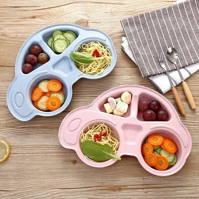 Toddler Infant Baby Dishes Cartoon Car Shape plate Environmentally Separated Child Food Plates Kids Dinnerware Tableware Tray