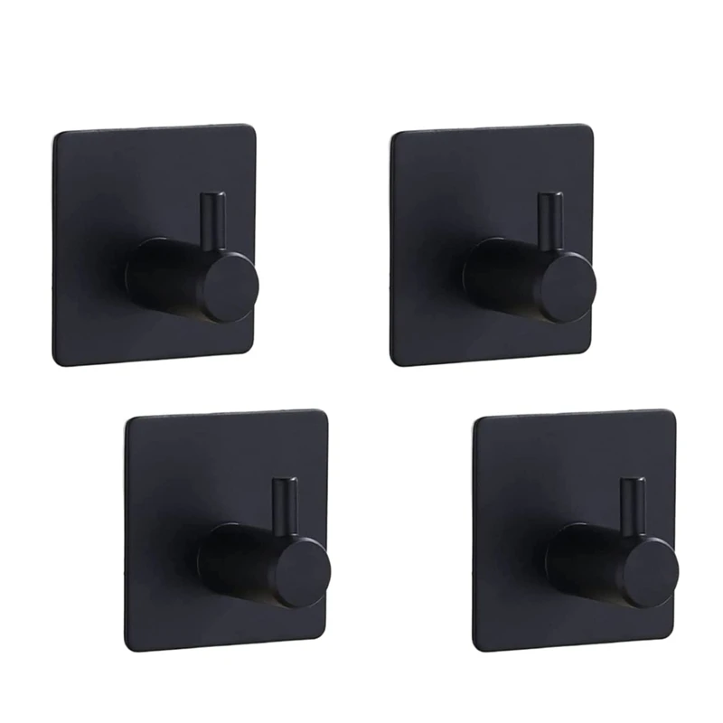 

4Pcs Adhesive Hook Heavy Duty Metal Hook For Hanging Coat, Hat, Towel Robe Hook Rack Wall Mount - Bathroom & Bedroom