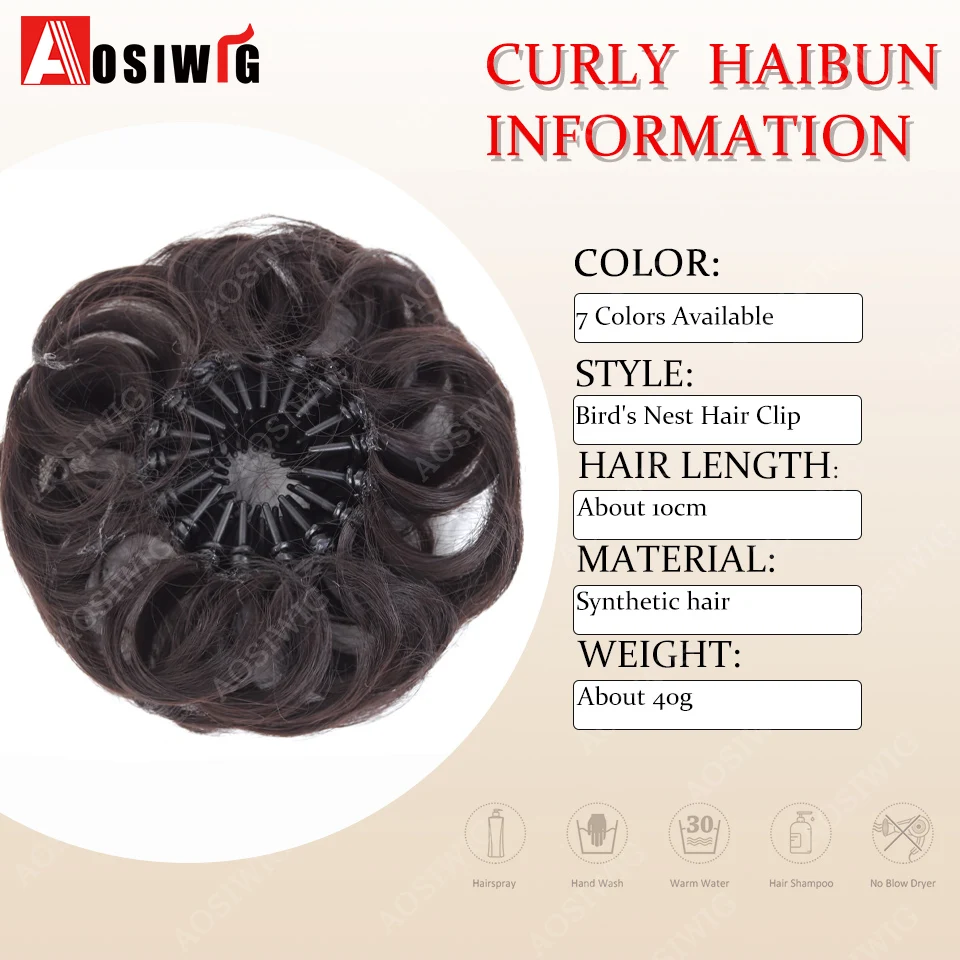 Synthetic Chignon Wig Hair Bun Extensions Retractable Bun Hairpiece Curly Donut Chignon Updo Hair for Women All Occasions Use