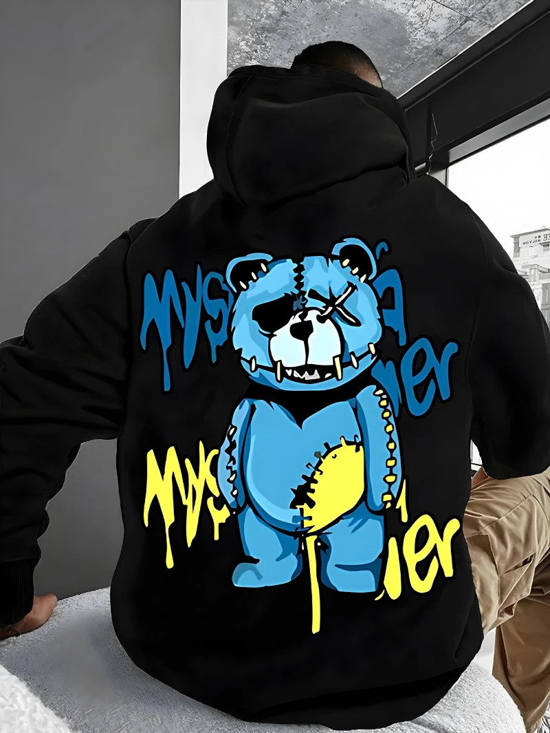 

2025 Autumn and Winter Mens Hoodie Cartoon Teddy Printed Yellow Blue High-end Luxury Is for Both Men and Women