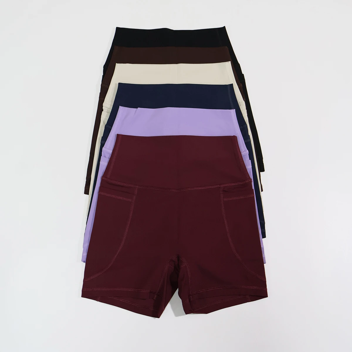Damen-Sportshorts-Set mit hoher Taille, Taschen-Details, eng anliegende Laufhose, Damen-Fitness-Workout-Yoga-Leggings, Po-Lifting – Detail 20