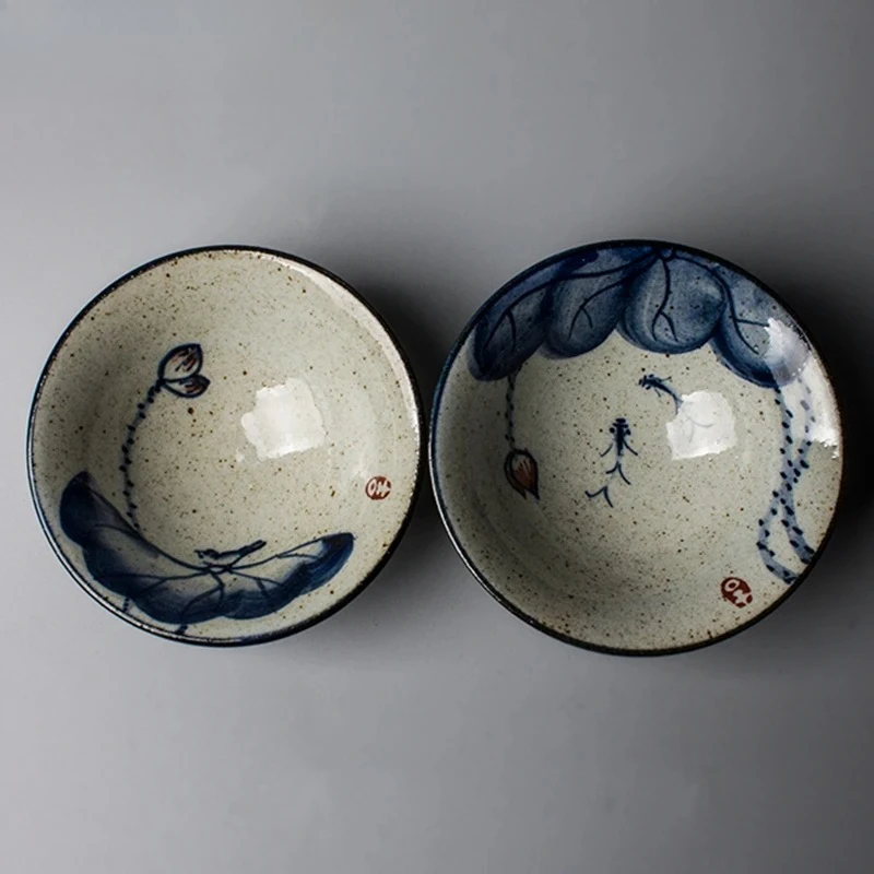 Chinese Ink Painting Style Pottery Wine Cups Peach Tea Cup Set Fish Teaware Hat Bowl For Tea Goldfish Ceremony Lotus Coffee Mugs