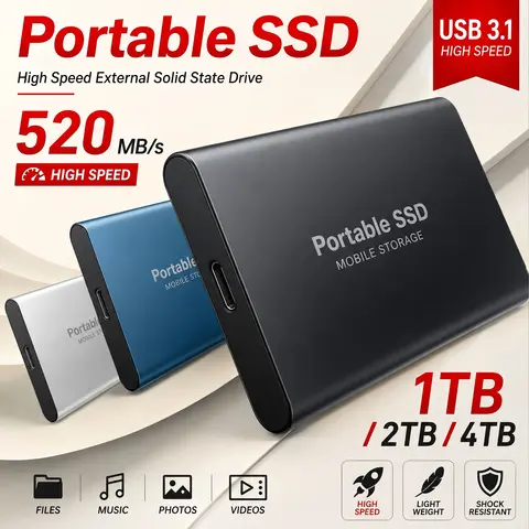 Thin Body Design External Hard Drtive High Speed Portable 1TB Solid State Drive For Data Storage Use/PC/Phones