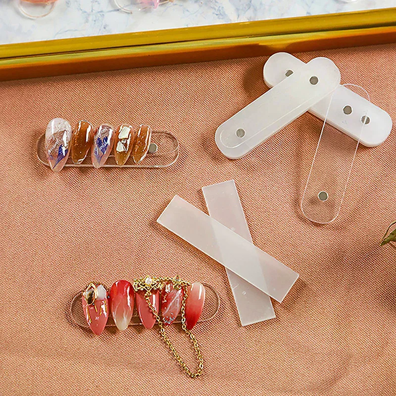 24/40Pcs Klar Nagel Klebeband Falsche Nägel Display-ständer Kleber Aufkleber doppelseitig Eingefügt Maniküre Praxis Zeigt werkzeuge