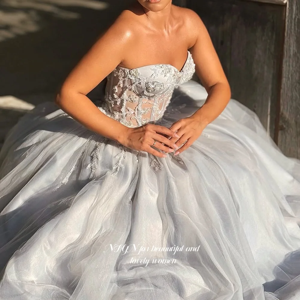 NFYN Sweetheart Princess Dress A Line Prom Dress with Applique Sleevesless Party Dress مناسبة رسمية Customized