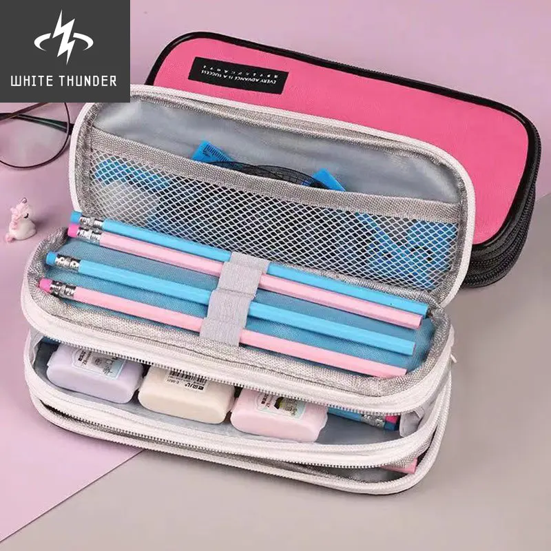 

3 Layer Large Capacity Pencil Bag Case Waterproof Zipper Student Pen Box Make Up Pouch Cosmetic Storage Bag Travel Organizer