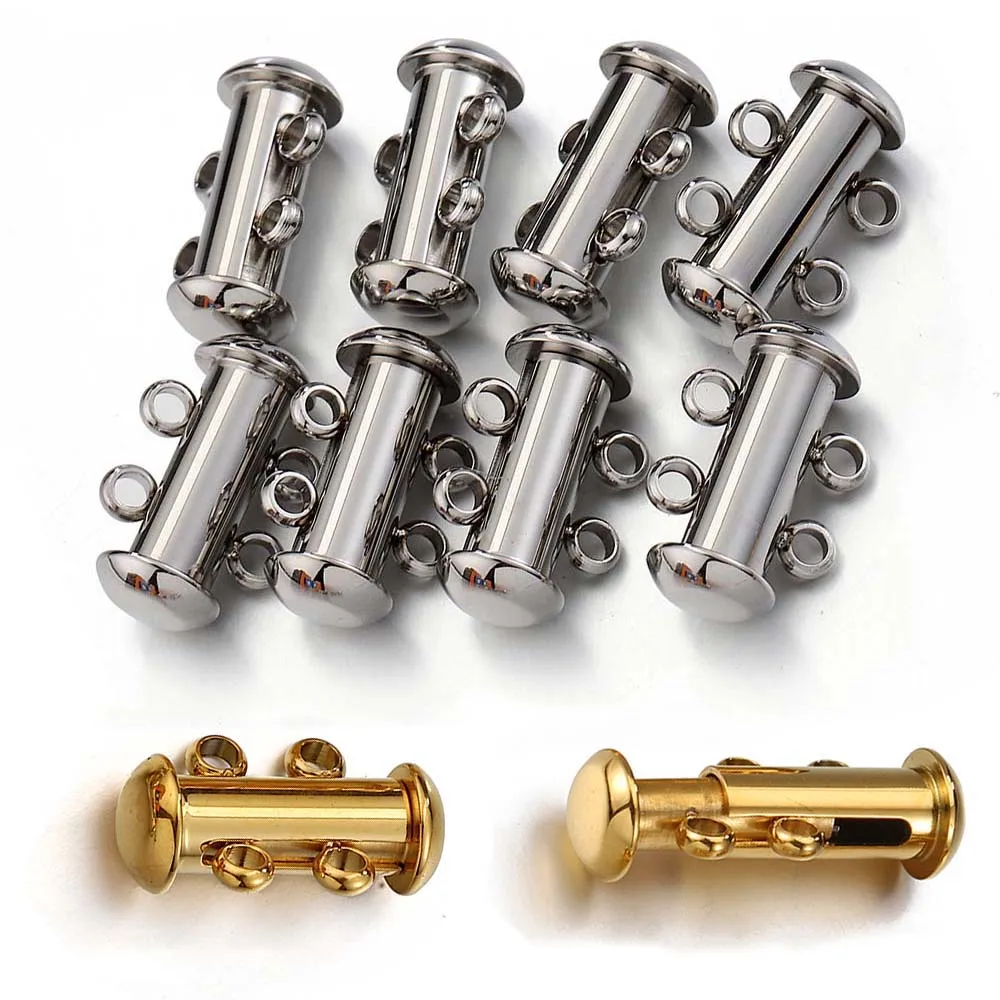 

5pcs 1pc 2/3/4 Rows Stainless Steel Spring Buckle Clasps for DIY Connector Slide Clasps Necklace Bracelet Closure Jewelry Making
