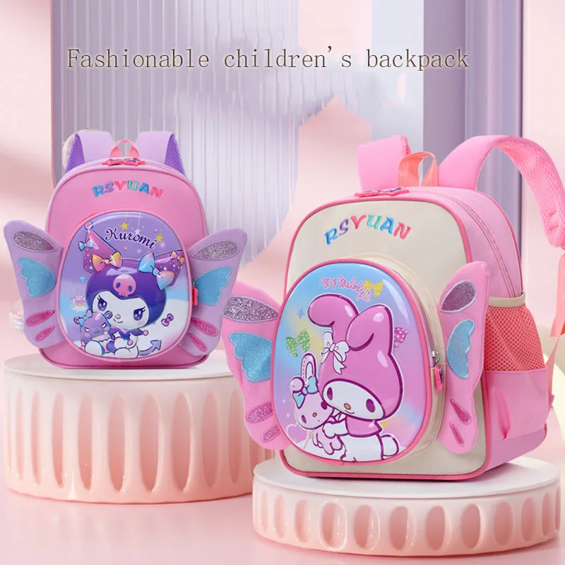 

Sanrio Kawaii Cinnamoroll рюкзак для девочек аниме Kuromi My Melody Wing Водонепроницаемый школьный портфель красочные Полиэстеровые ранцы Подарки 2024