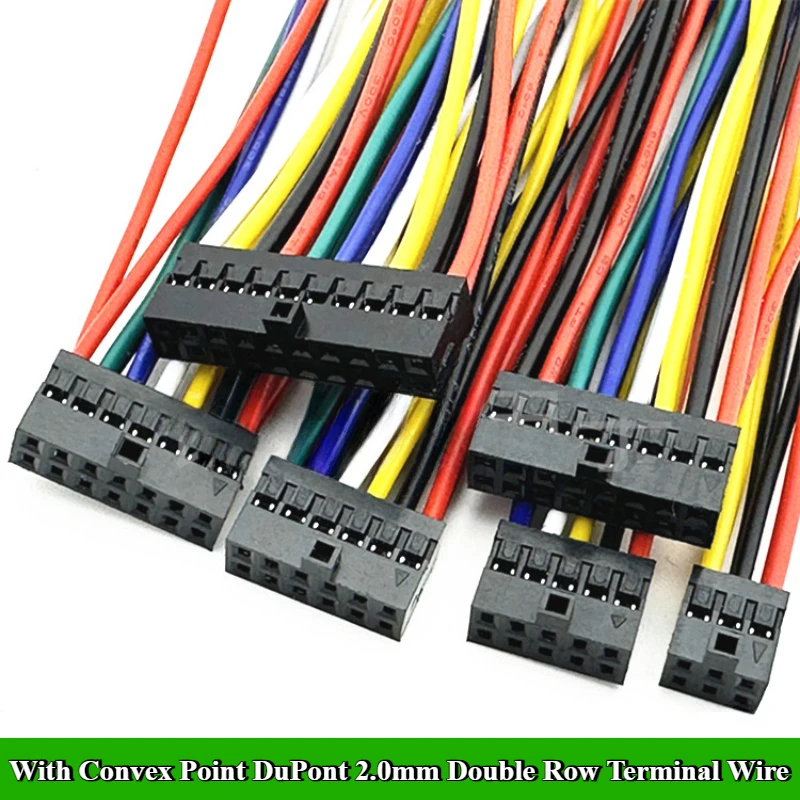

With Convex Point DuPont 2.0mm Terminal Connecting Wire Double Row Single Head 2*3P/5P/6P/7P/8P/10P Wire Length 30cm 26AWG