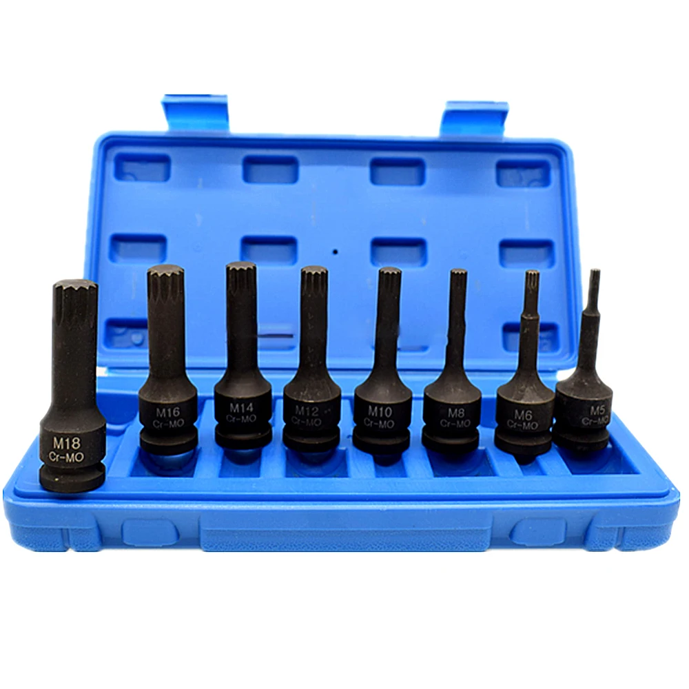 

8PCS Hexagonal H,M,R,Rt-type Drive Impact Socket Set M5-M18 Torx Impact Socket Bits Drive Socket Set Adapter Screwdriver Bits