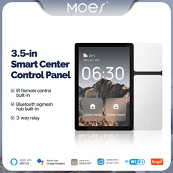 MOES Tuya WiFi 3.5-inch Smart Control Panel Screen 3 Relays 3 Physical Buttons IR Remote Control Bluetooth Sigmesh Hub Built-in