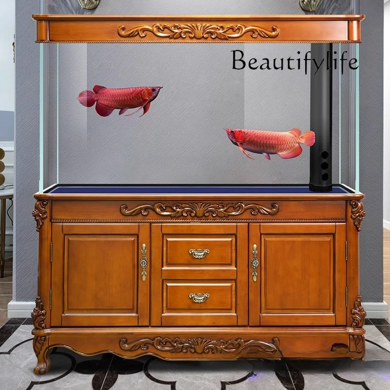 

Fish tank living room large high-end bottom filter ecological new ultra-white household solid wood fashion light luxury